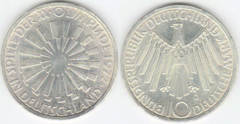 1972 J Germany silver 10 Mark (Olympic Games-Germany) A001689